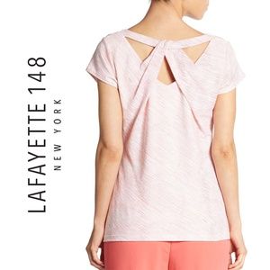 Lafayette 148 NY Twist Back Top P XS | Stretch Stripe Scoop Neck Tee